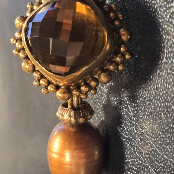 Stephen Dweck Pierced, Drop, Citrine/cultured Pearl 925 Bronze earrings - Picture 6 of 6